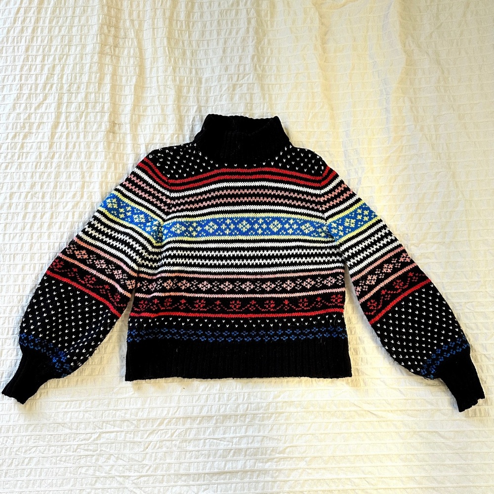 American Eagle Mock Neck Balloon Sleeve Knit Sweater